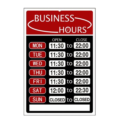 Open Signs, Business Hours Sign Kit,Bright Red and Black Colors， Business Hours Sign,Hours of Operation Signs for Business,Ideal Signs for Any Business,Store or Office（8”x 12”）