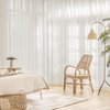 FMFUNCTEX Linen Sheer Curtains for Bedroom, Beige Curtains 84 inches Long for Living Room, Natural Flax Blend Window Draperies for Farmhouse, Rod Pocket 2 Panels