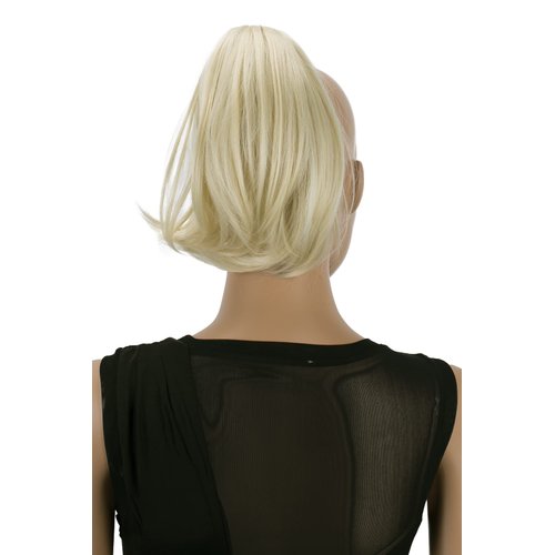 CAISHA by PRETTYSHOP Bun Hairpiece Ponytail With Butterfly Clip Hair Bun Bridal Hairstyle Hepburn Bun Scrunchie Straight Platinum Blonde H413