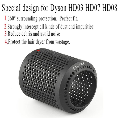 LGEGE Hair Dryer Outer Filter Replacement Compatible with Dyson Supersonic Hairdryer HD03 HD01 HD08, Blow Dryer Accessories (Black Color)