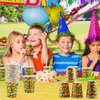 Cunhill 36 Pcs 9 oz Party Paper Cups Party Supplies Disposable Cups Paper Drinking Cups for Birthday Party Decorations Sport Picnics (Building Block)
