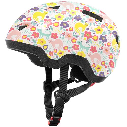 Toddler Bike Helmet for Boys and Girls, Adjustable Kids Helmets from Infant/Baby to Children, 1/2/3/4/5/6/7/8 Years Old(Flower Kitten,XS)