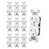 AIDA Duplex Receptacle Outlet, 20Amp 125V Wall Outlet, Residential, 3-Wire, Self-Grounding, UL Listed, Push & Side Wire, White (10 Pack)