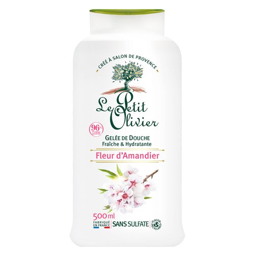 Le Petit Olivier Shower Gel, Almond Blossom, 16.9 oz - Natural Ingredients - Neutral pH - Sulfate-Free - Paraben-Free - Soap-Free - Dye-Free - Transparent Shower Gel - for All Skin Types