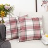 YOUR SMILE Set of 2 Retro Farmhouse Christmas Outdoor/Indoor Buffalo Tartan Chequer Stripe Plaid Cotton Linen Decorative Throw Pillow Case Cushion Cover Pillowcase for Sofa Chair,Red, 22x22inch