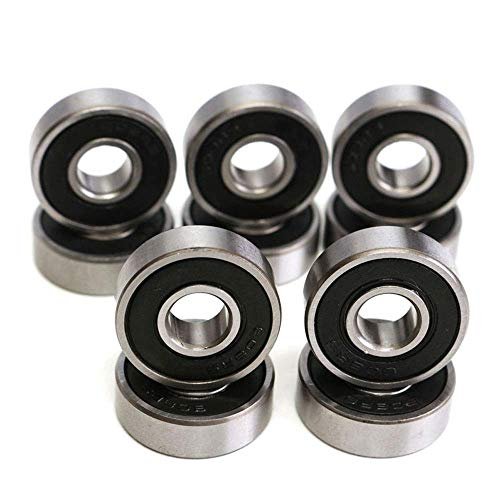 608-2RS Ball Bearing(10PCS) - Double Rubber Sealed Miniature Deep Groove Ball Bearings for Motor,Skateboards, Inline Skates, Scooters (8mm x 22mm x 7mm)