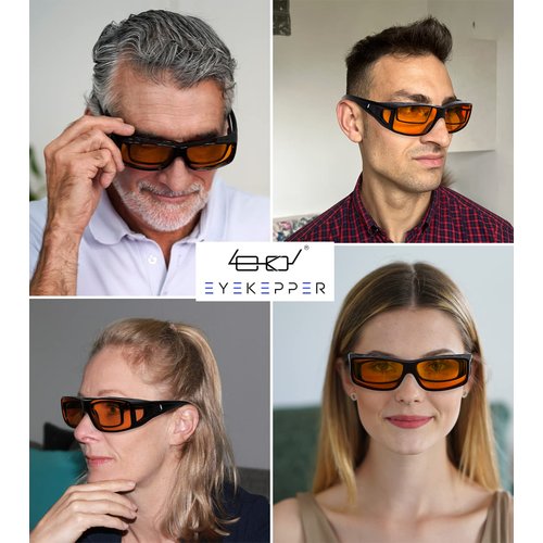 Eyekepper 100% Blue Light Reduction,Fitover Anti-Blue Blocking Computer Glasses Amber Lenses, Tortoise