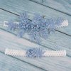 Wedding Garters for Bride Lace Bridal Garter Belt Set with Floral Stretchy Blue Garter