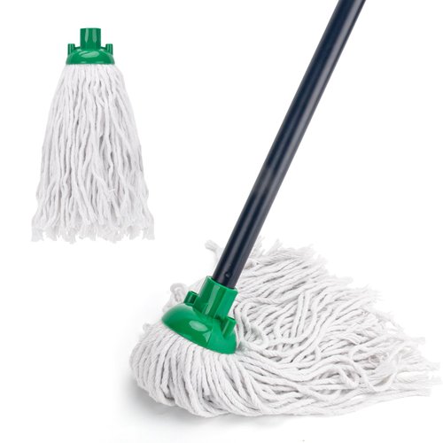KeFanta Mop for Floor Cleaning,2 Pcs Cotton String Wet Mops Replacement Head Compatible with Microfiber Cloth Mop Refill & 0.8" Diameter Mop Handle,Green(1 Handle & 2 Mop Heads)