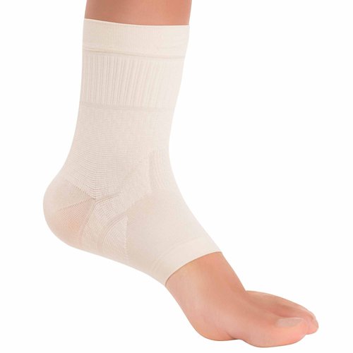 Zensah Ankle Support - Compression Ankle Brace - Great for Running, Soccer, Volleyball, Sports - Ankle Sleeve Helps Sprains, Tendonitis, Pain, Beige, Medium
