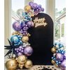 MEBAY Grey Violet Maca Purple Gold Balloons Garland Arch Kit, 146Pcs Latex Balloons Different Sizes 18 12 10 5 Inch for Party Decoration Birthday Wedding Engagements Anniversary Baby Shower
