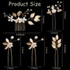 5 PCS Bridal Wedding Hair Pins Gold Leaf Crystal Pearl Hair Pins Vintage Bridal Hair Accessories Wedding Hair Clips for Brides Bridesmaids Women Girls