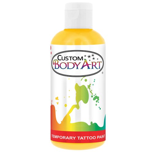 Custom Body Art 8-Ounce Yellow Temporary Airbrush Tattoo Body Art Paint Alcohol Based