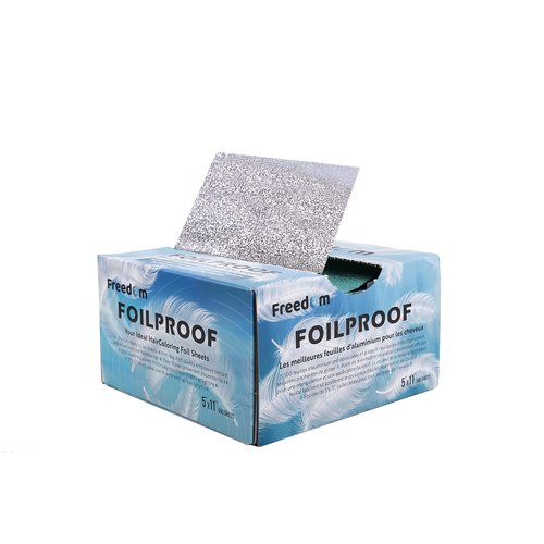 Freedom FoilProof Pre-Cut Hair Coloring Foil Sheets - Ready to Use, Non-Slip, Embossed Texture for Highlighting - Bleaching, Balayage, Lightening, Pop Up Hair Foil - Set of 500, 5x11" by Prana USA