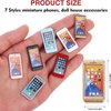 TBoxBo 7 Pack 1/12 Scale Dollhouse Cell Phone Simulator Accessories Mini Telephones Dollhouse Accessories Scene Simulation Miniatures Playset