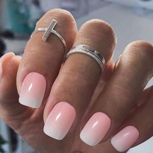 YOSOMK Gel Nail Strips, Long Lasting Gel Nail Stickers, UV Free, 16 Gradient Pink Waterproof Nail Wraps, Nail Polsih Stickers for Women, Includes 1 Wooden Stick and 1 Nail File