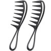 WLLHYF 2 Piece Wide Tooth Comb Curling Shark Combs Hair Styling Accessories Professional Salon Afro Coarse Comb Anti-Static Durable Hairdressing Tool for Men Women Styling Black