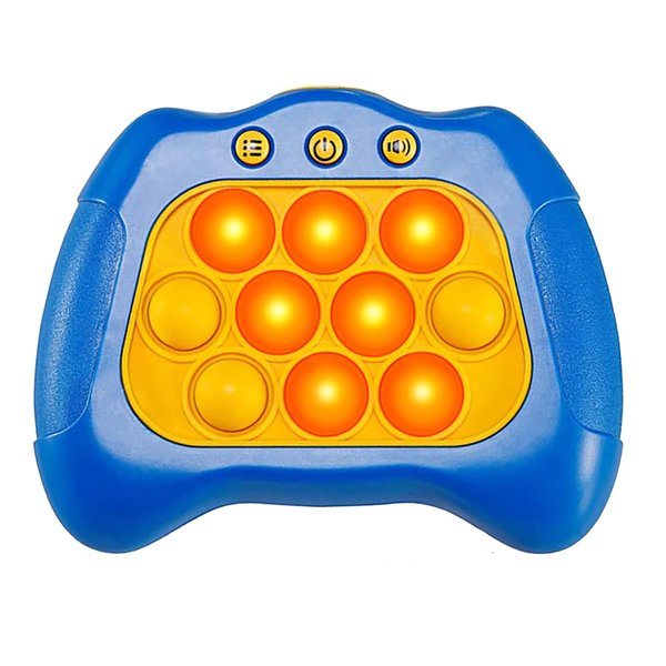 Quick Push Puzzle Game Machine Pop Fidget Light-Up Squeeze Poppet Sensory Toy Educational Push Pop Bubble Toy Stress Relief Party Favors Puzzle Game for Kids Teens Adults (Blue)