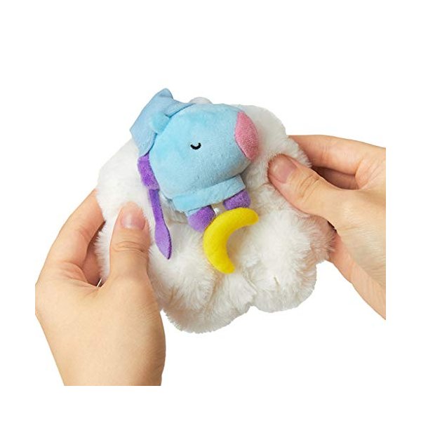 BT21 Dream of Baby MANG Character Scrunchie Elastic Hair Tie Band Accessories for Women and Girls, White/Blue