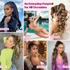 REECHO Ponytail Extension, 18 inch Drawstring Ponytail Hair Extensions Long Curly Wavy Clip in Pony Tail Synthetic Hairpiece for Women, Black Brown