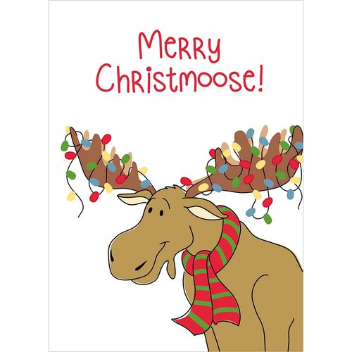 Tree-Free Greetings Christmas Cards, Holiday Card Set with Matching Envelopes, 5x7 Inch Cards, Box Set of 10, Merry Christmoose (HB30409)
