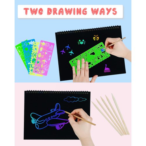 OSLINE Arts and Crafts for Kids Ages 3-5-10 Girls Boys,Rainbow Scratch Paper Art Notebooks,Art Supplies Kit for Kids Gift,Kids Party Favor Toys for 4-8 Year Old,Easter Birthday Gifts for Kids 6-12