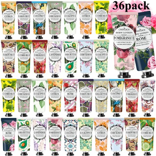 36 Pack Lotion for Dry Skin,Body Lotion for Women and Men, Christmas Gifts,Stocking Stuffers for Women,Natural Plant Scented Body Moisturizers,Travel Size Lotion Bulk,Moisturizing Lotion Shea Butter