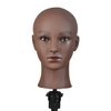 Ruilong Soft Bald Mannequin Head, Professional Cosmetology Female Head for Wig Making Hat and Glasses Display Bald Model Doll Head Brown Color