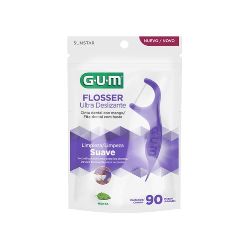 GUM Comfort Slide Floss Picks - Perfect for Tight Teeth - Extra Strong Shred-Resistant Dental Floss, Easy Grip Handle - Dental Flossers for Adults - Fresh Mint Flavor, 90 ct