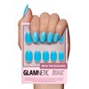 Glamnetic Press On Nails - Azure Blue | Opaque Bright Blue Short Round Fake Nails, Reusable | 12 Sizes - 30 Nail Kit
