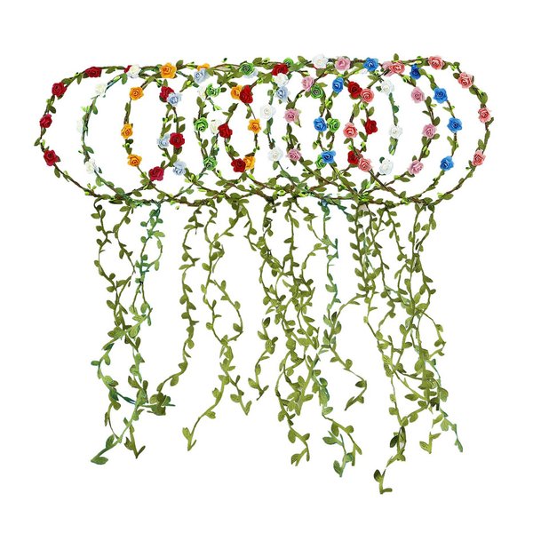 HOPEANT 10 PCS Flowers Crown Floral Garland Headband Rose Flower Wreath For Travel And Wedding Festivals