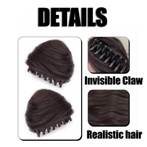 UPSTORE 2Pcs Claw Clip in Messy Cat Ears Bun Hair Pieces Space Bun Hair Extensions Wig Accessory Donut Chignon Hairpieces for Women Girls (Brown Dark)