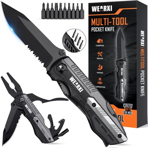 WEARXI Father Day Gifts for Men, Multitool Pocket Knife, Father Day Gifts from Daughter/Son/Wife, Mens Gifts for Him/Dad, Birthday Gifts for Men Who Have Everything, Cool Gadgets for Men Dad Gifts