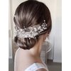 Yean Pearl Wedding headband Silver Flower Bridal Hair Accessories Leaf Hair Piece for Women and Girls
