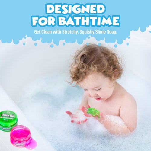 Tub Works® Super Goo Bath Slime™ Kids Soap Bath Toy, 6 Pack | Stretchy, Squishy Slime Soap for Kids Bath | Fresh, Fruity Scents | Nontoxic | Sensory Fun Kids & Toddler Bath Toys