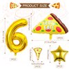 7pcs Pizza Balloons, Pizza Birthday Number Mylar Foil Balloon Pizza Slice Party Supplies Pizzaria Birthday Decorations (6th)