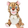 Hopearl Plush Cheetah Hand Puppet Leopard Wildlife Puppet with Open Movable Mouth for Imaginative Play, Role Play, Interactive Toy for Storytelling Teaching Puppet Theater, Gifts for Kids, Brown, 11''
