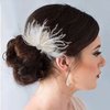 Latious Wedding Bride Flapper Feather Hair Comb White Crystal Bridal 1920s Hair Clip Fascinator Hair Accessories Prom Hair Jewelry for Women and Girls