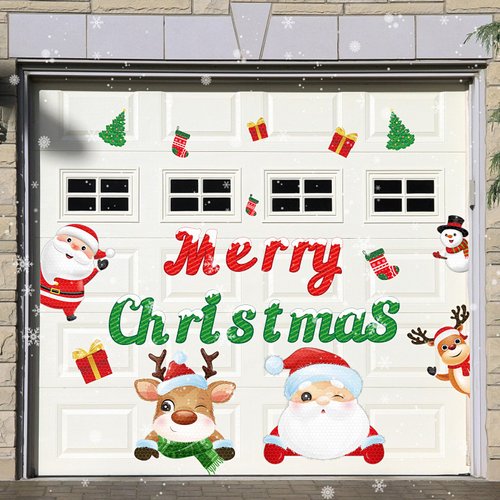 Ceenna 22 Pcs Merry Christmas Garage Door Magnets Stickers Christmas Garage Door Decorations Christmas Refrigerator Magnets Decals Reflective Car Magnets Stickers Vintage Christmas Decor for DIY