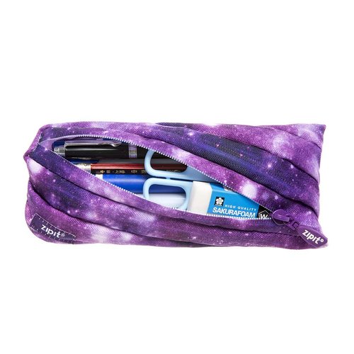 ZIPIT Colorz Pencil Case for Girls | Pencil Pouch for School, College and Office | Pencil Bag for Kids (Purple Galaxy)