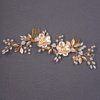 Teyglen Hair Comb, Wedding Gold Rhinestones Flower Leaf Crystal Pearls Hair Comb, Bridal Headband Hair Accessories, Hair Pieces for Women Bride Girls (Gold, 24 * 6.5cm/9.44 *2.6 inches)