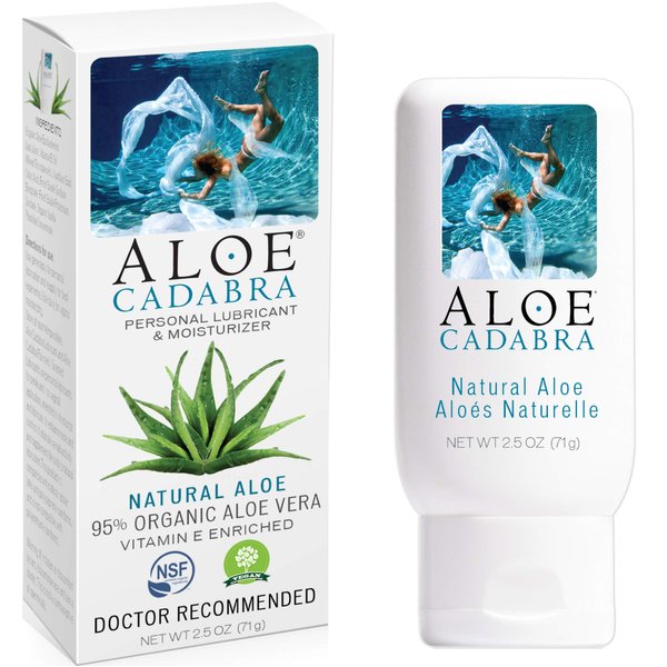 Aloe Cadabra Natural Water Based Personal Lubricant and Vaginal Moisturizer, Organic Aloe Lube for Men, Women and Couples, Non-Staining, pH Balanced (Unscented 2.5 Ounces, 1 Pack)