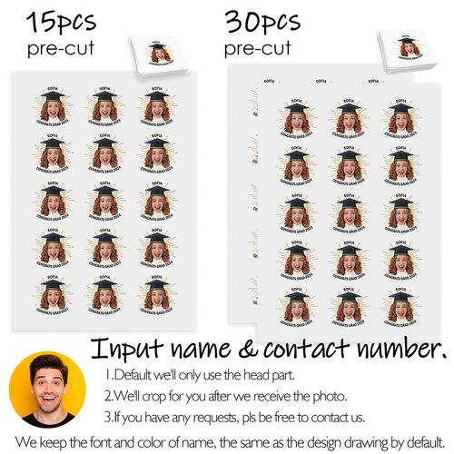 Custom Graduation Tattoos Personalized Face Temporary Tattoos with Name Customized Fake Tattoo Graduation Party Supplies