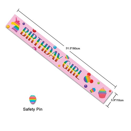 Pop Push Bubble Birthday Girl Sash for Girls Pop Fidget?Toy Birthday Sash for Babe Pop Happy Birthday Sash for Teens, Pop Fidget Party Favor, Party Supplies, Birthday Gifts for Kids