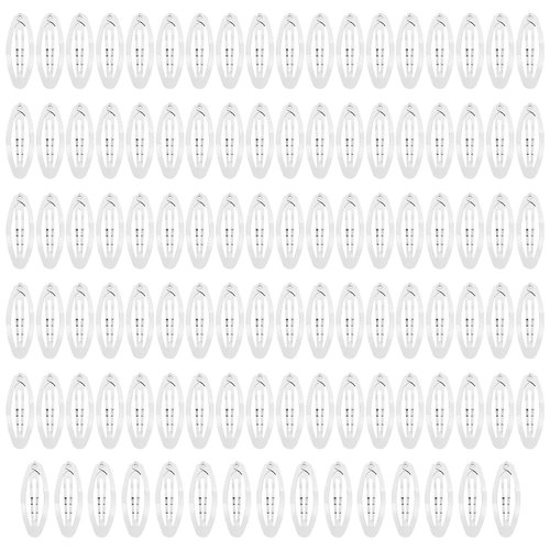 Lawie 100 Pack Bulk 2 Inch 5 CM Oval Snap Metal Hair Clips Barrettes Silver Hairpins Clips Thin Fine Bang Hair Holder Craft DIY Accessories for Women