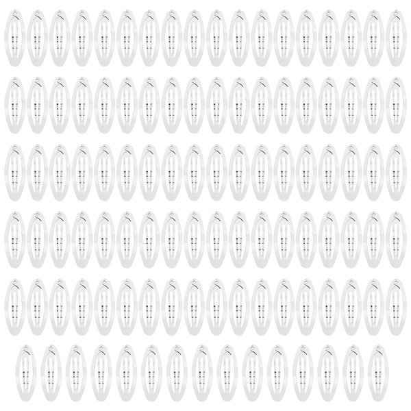Lawie 100 Pack Bulk 2 Inch 5 CM Oval Snap Metal Hair Clips Barrettes Silver Hairpins Clips Thin Fine Bang Hair Holder Craft DIY Accessories for Women