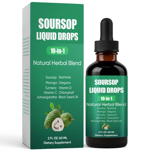 Soursop 10 in 1 Extract Drops, Soursop Bitters Liquid Drops with Sea Moss, Turmeric, Moringa, Oregano, Black Seed Oil, Ashwagandha, Chlorophyll, Sugar/Gluten Free, Natural Flavor (1)
