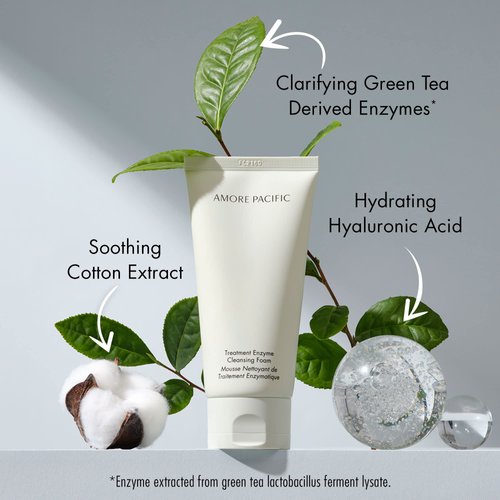 AMOREPACIFIC Treatment Enzyme Cleansing Foam | Soothing Korean Face Cleanser with Hyaluronic Acid and Green Tea Enzymes, 4.2 fl. oz.