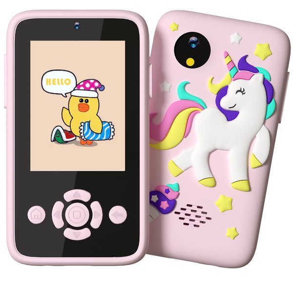ANJUU Unicorn Kids Camera for Girls, Kids Selfie Camera Toy, 1080P Kids Video Camera for Toddler, Christmas Birthday Gifts for 3-8 Years Old Children with 32G SD Card -Pink