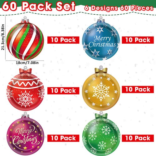 60 Count Christmas Paper Plates Christmas Balls Shaped Plate Xmas Holiday Disposable Plates Christmas Red Green Balls Decorations for Merry Christmas Winter Party Tableware Decor Serving Dish Supplies